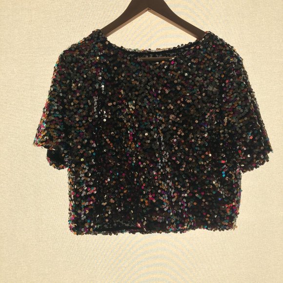 Zara - Sequin Crop Tee - Picture 2 of 2